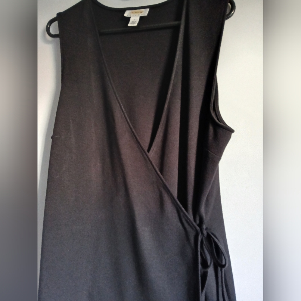 Women's Talbots Petite black rayon knit sleeveless long dress SzPL - Picture 13 of 13